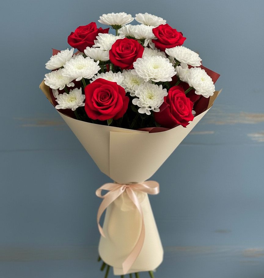 Букет цветов из: Розы и Хризантемы в Домне