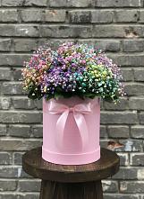 Цветочная композиция из Гипсофила и Розы в шляпной коробке #REPLACE_PRED# Домне