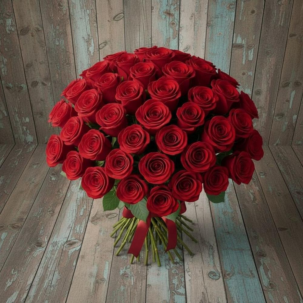 Букет 55 Красных роз Фридом в Домне