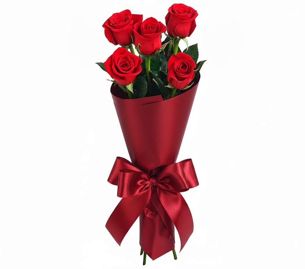 Букет 5 Красных роз Эдлесс Лав в Домне