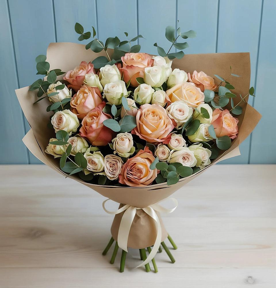 Букет цветов из: Альстромерии и Розы в Домне