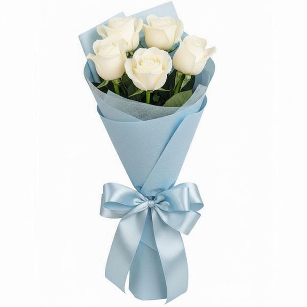 Букет 5 Белых роз Проуд в Домне