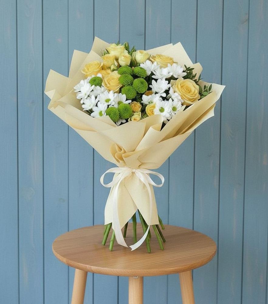 Букет цветов из: Хризантемы и Розы в Домне