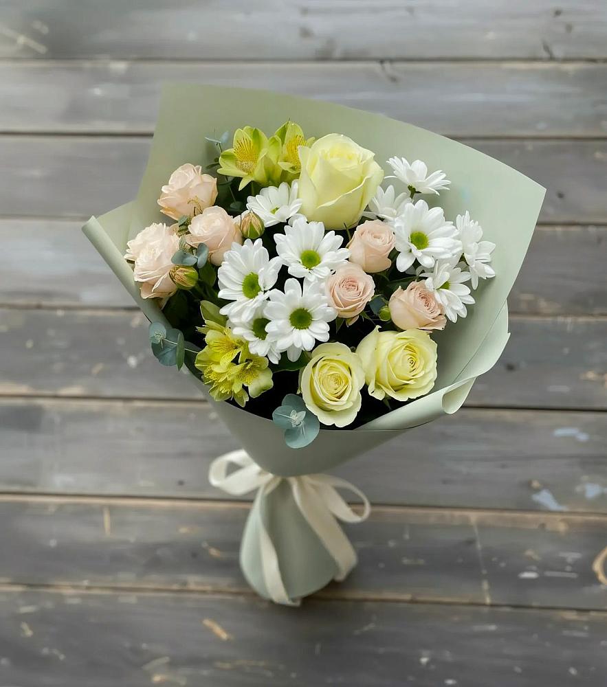 Букет цветов из: Альстромерии, Розы и Хризантемы в Домне