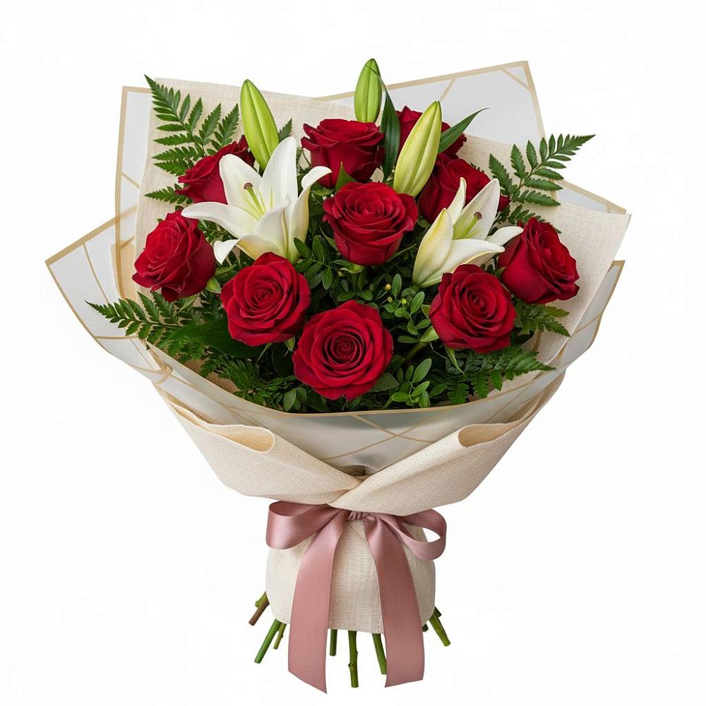 Букет цветов из: Лилии и Розы в Домне