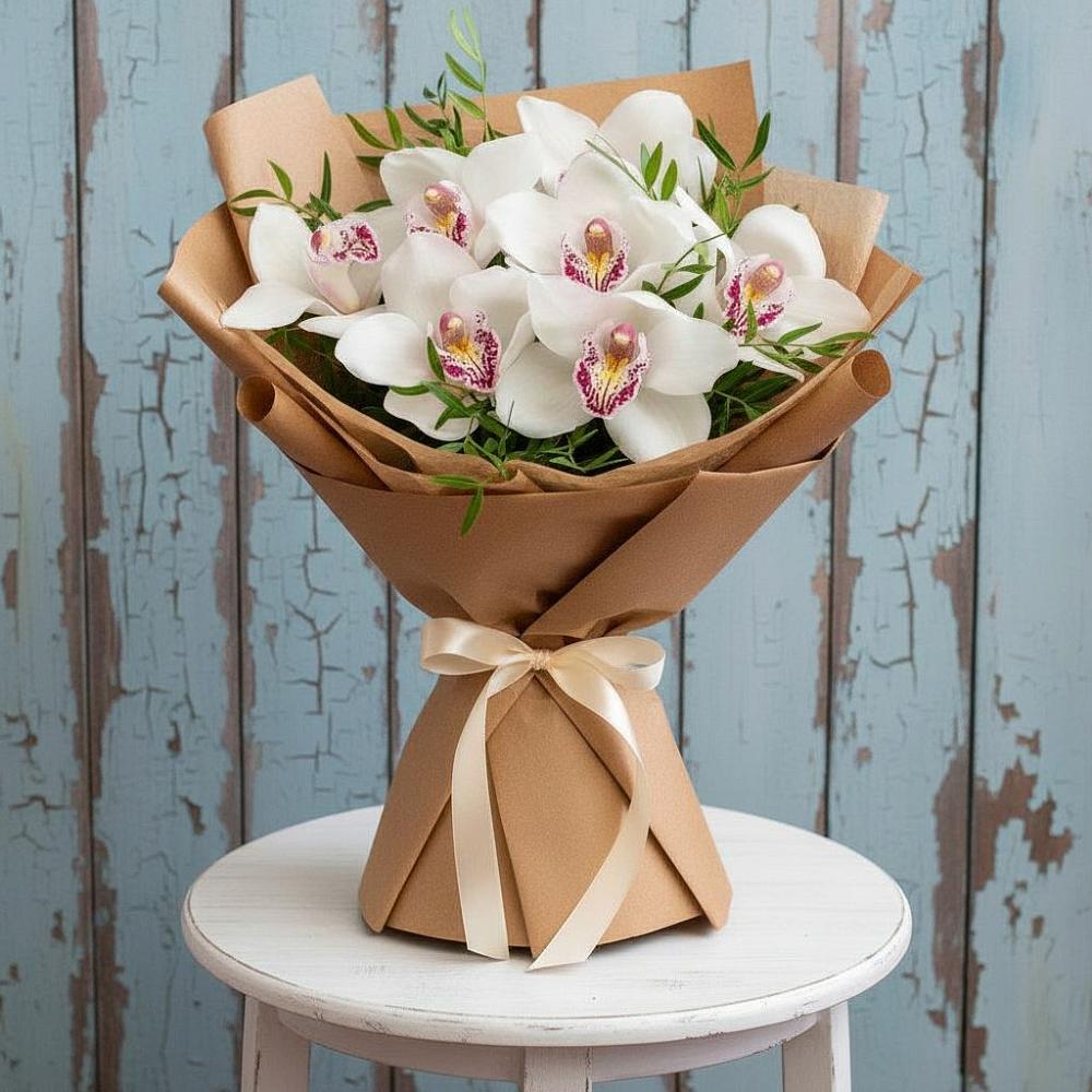 Букет цветов из: Орхидеи и Розы в Домне