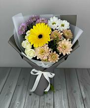 Букет цветов из:  Розы, Герберы и Хризантемы #REPLACE_PRED# Домне