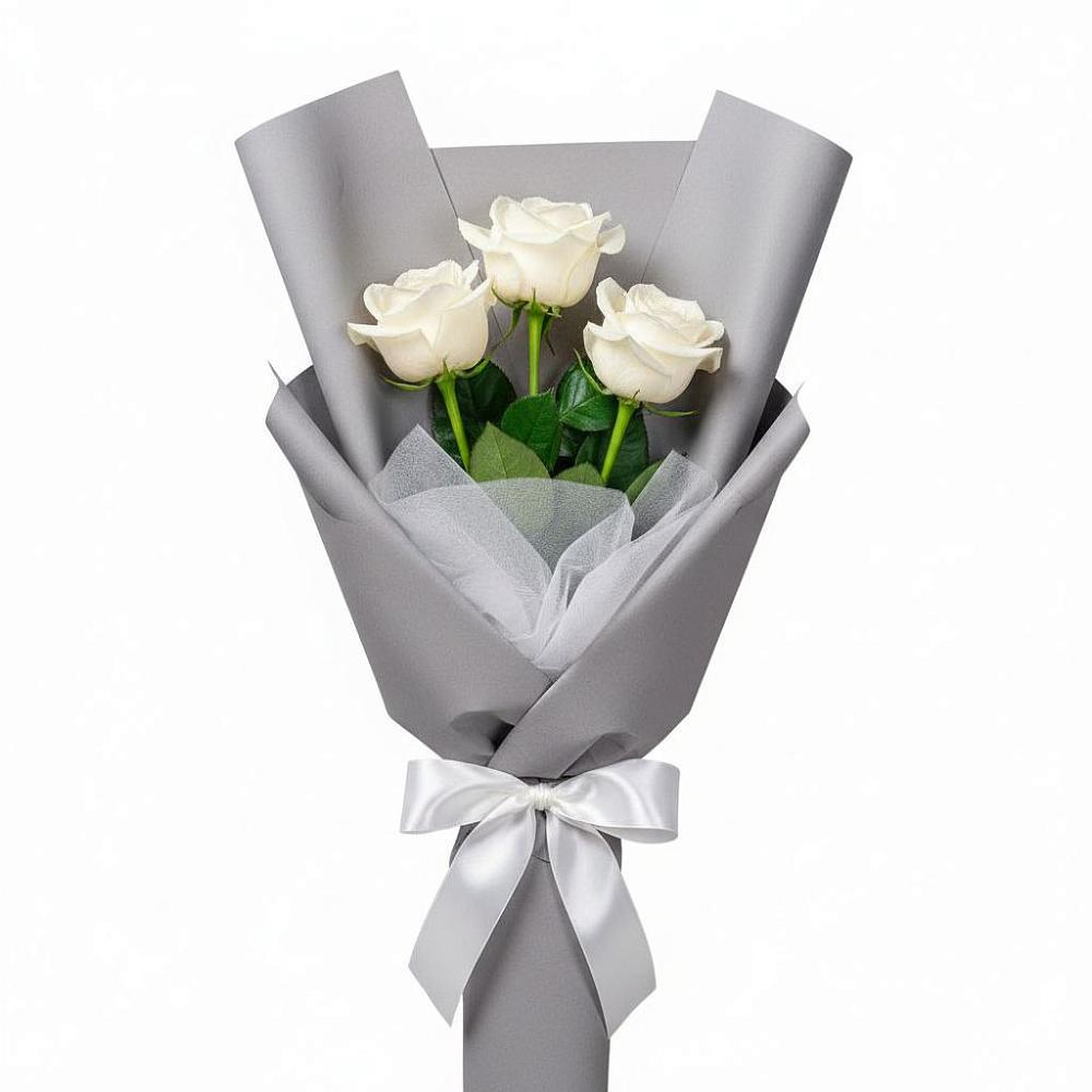 Букет 3 белые розы в Домне