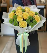 Букет цветов из:  Хризантемы и Розы в Домне