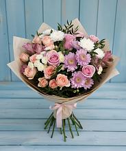 Букет цветов из:  Хризантемы, Розы и Альстромерии в Домне