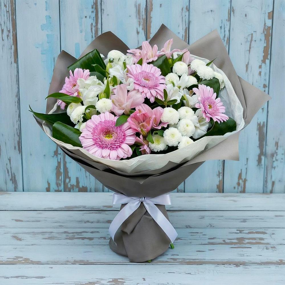 Букет цветов из: Герберы, Альстромерии и Хризантемы в Домне
