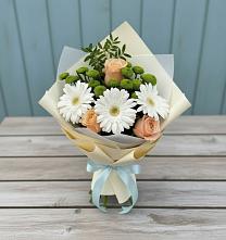 Букет цветов из:  Герберы, Розы и Хризантемы #REPLACE_PRED# Домне