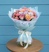 Букет цветов из:  Хризантемы и Розы в Домне