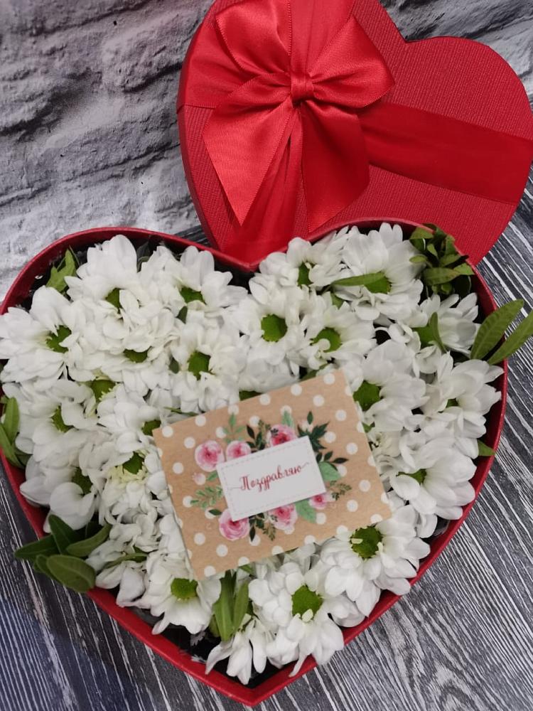 Цветочная композиция из Хризантемы в виде сердца в Домне