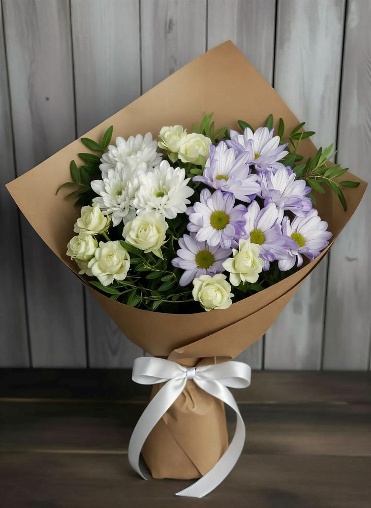 Букет цветов из: Хризантемы и Розы в Домне